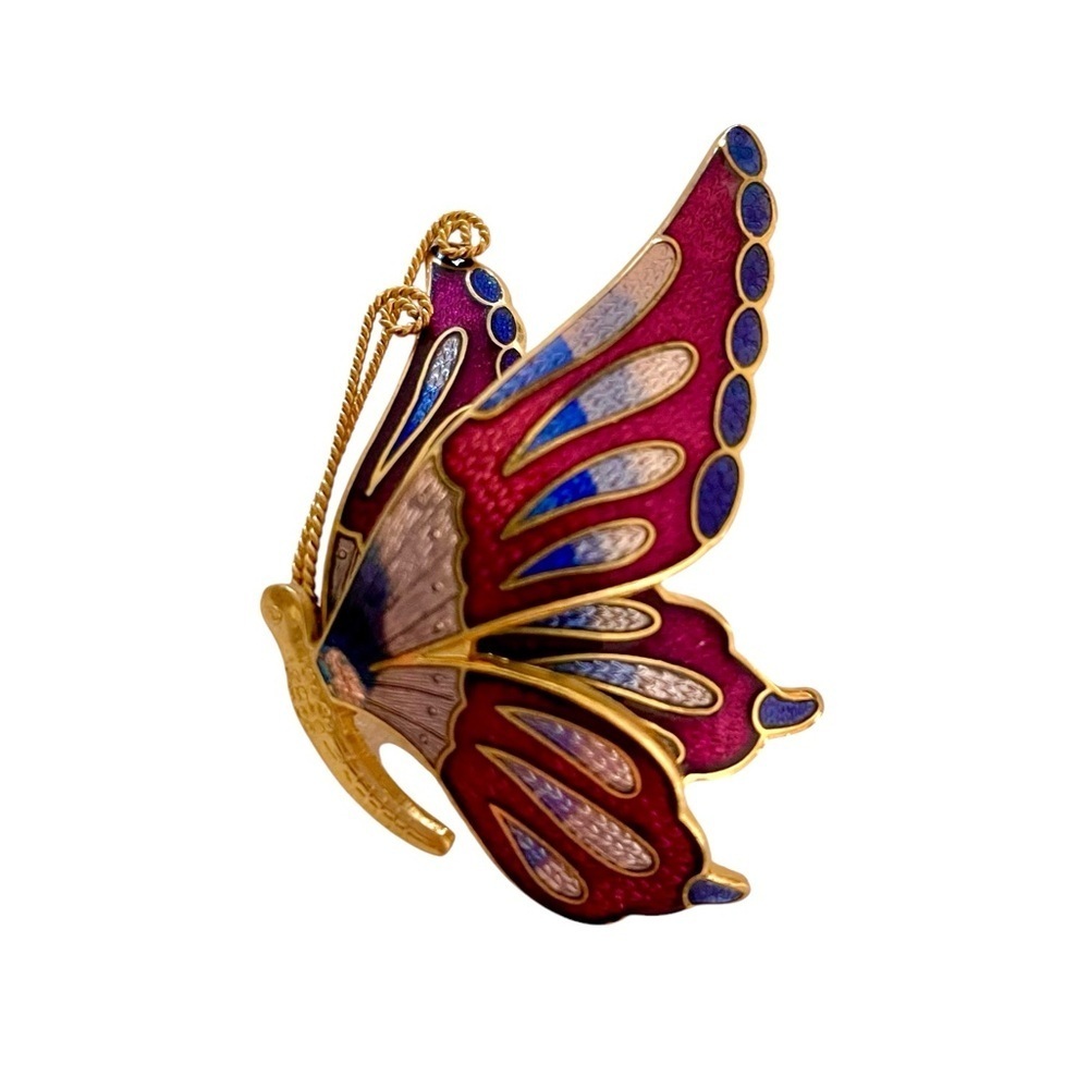 Brooch, Vintage Butterfly, Crown, 80’s Colorful Butterfly in Flight, Col…